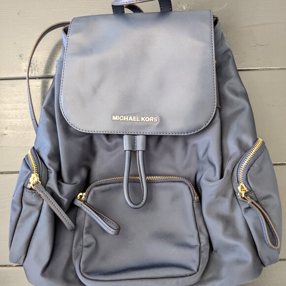 Michael Kors Blue Abbey Large Logo Cargo Backpack